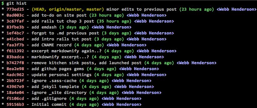 git hist command output